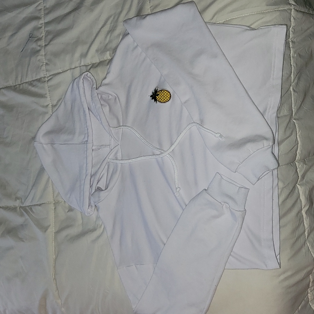 White Pineapple Crop Top Sweatshirt